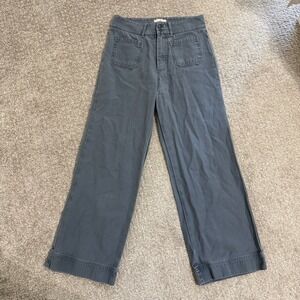 Marine Layer Bridget Blue Gray Wide Leg Cropped Pants Size 2 Cotton Utility